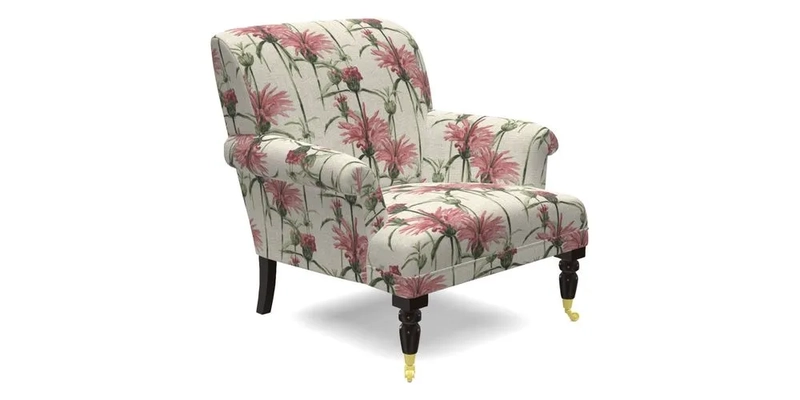 Midhurst Chair in Kirby Soho Burnt Orange & Mulberry Rustic Stripe Red Plum