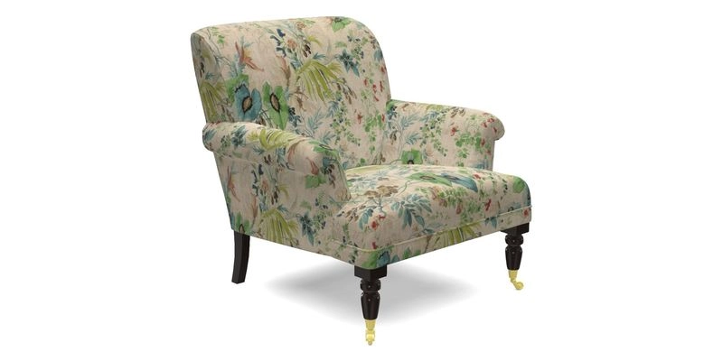 Midhurst Chair in Kirby Soho Burnt Orange & Mulberry Rustic Stripe Red Plum