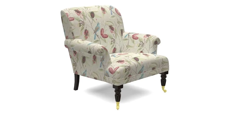 Midhurst Chair in Kirby Soho Burnt Orange & Mulberry Rustic Stripe Red Plum