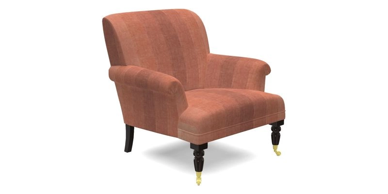 Midhurst Chair in Kirby Soho Burnt Orange & Mulberry Rustic Stripe Red Plum