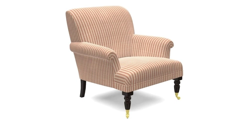 Midhurst Chair in Kirby Soho Burnt Orange & Mulberry Rustic Stripe Red Plum