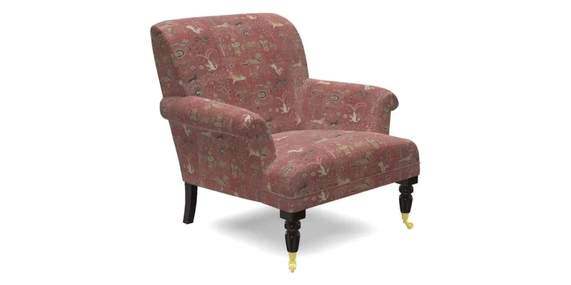 Midhurst Chair in Kirby Soho Burnt Orange & Mulberry Rustic Stripe Red Plum