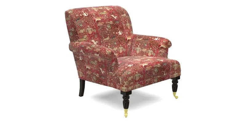 Midhurst Chair in Kirby Soho Burnt Orange & Mulberry Rustic Stripe Red Plum