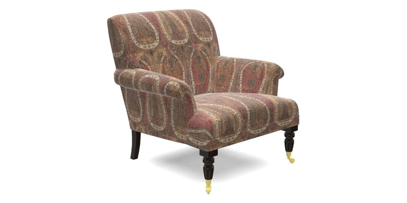 Midhurst Chair in Kirby Soho Burnt Orange & Mulberry Rustic Stripe Red Plum