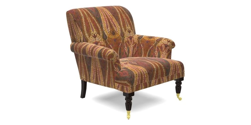 Midhurst Chair in Kirby Soho Burnt Orange & Mulberry Rustic Stripe Red Plum