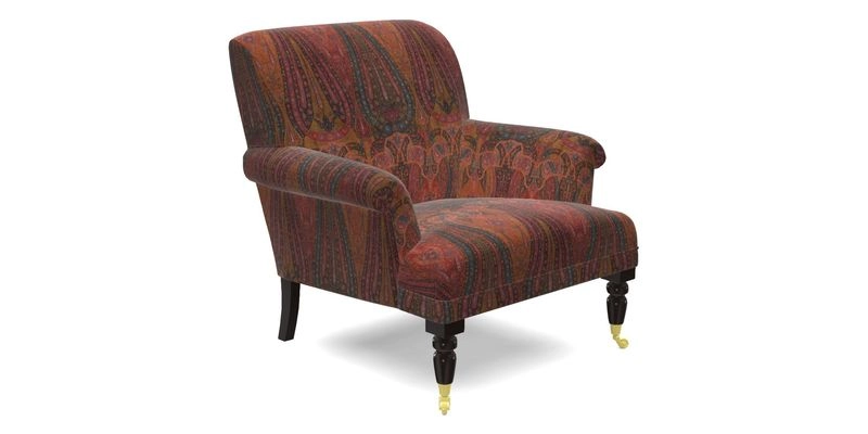 Midhurst Chair in Kirby Soho Burnt Orange & Mulberry Rustic Stripe Red Plum