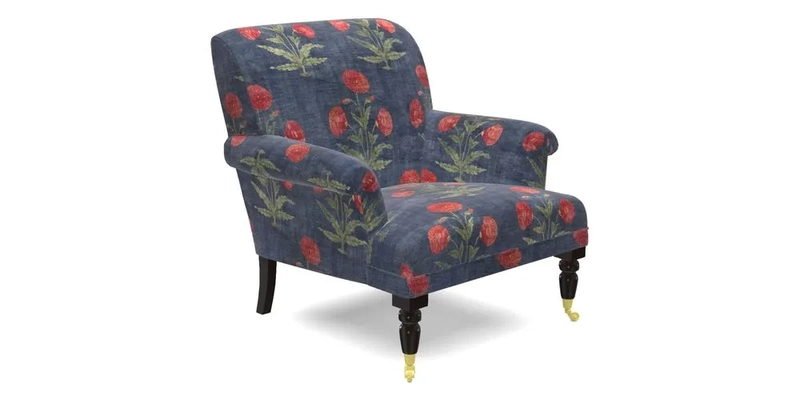 Midhurst Chair in Kirby Soho Burnt Orange & Mulberry Rustic Stripe Red Plum