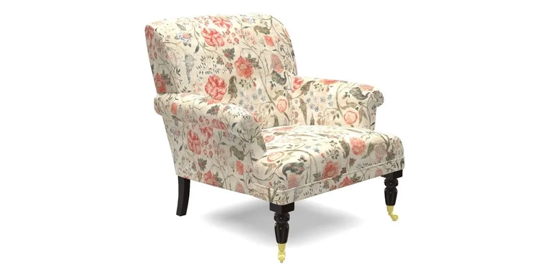 Midhurst Chair in Kirby Soho Burnt Orange & Mulberry Rustic Stripe Red Plum