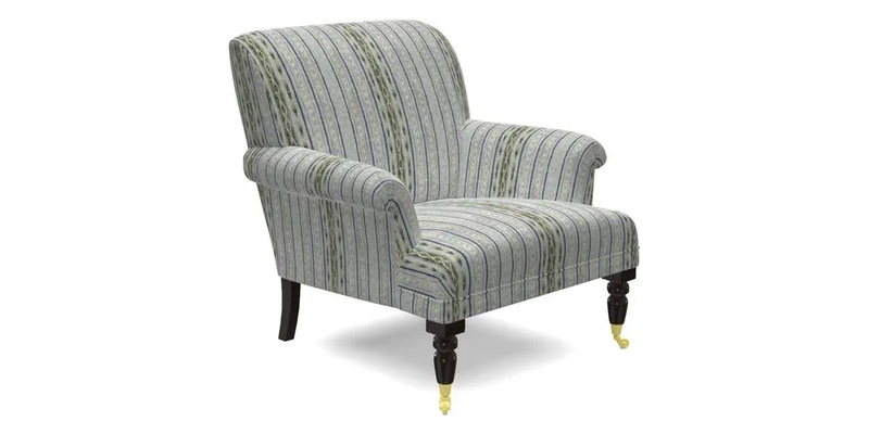 Midhurst Chair in Kirby Soho Burnt Orange & Mulberry Rustic Stripe Red Plum