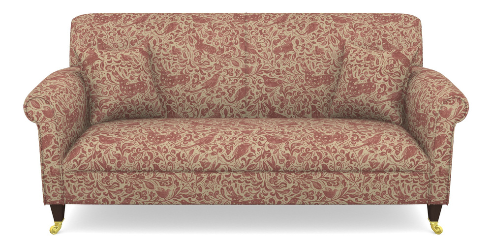 Product photograph of Petworth 3 Seater Sofa In V A Drawn From Nature - Bird And Rabbit - Red from Sofas and Stuff Limited