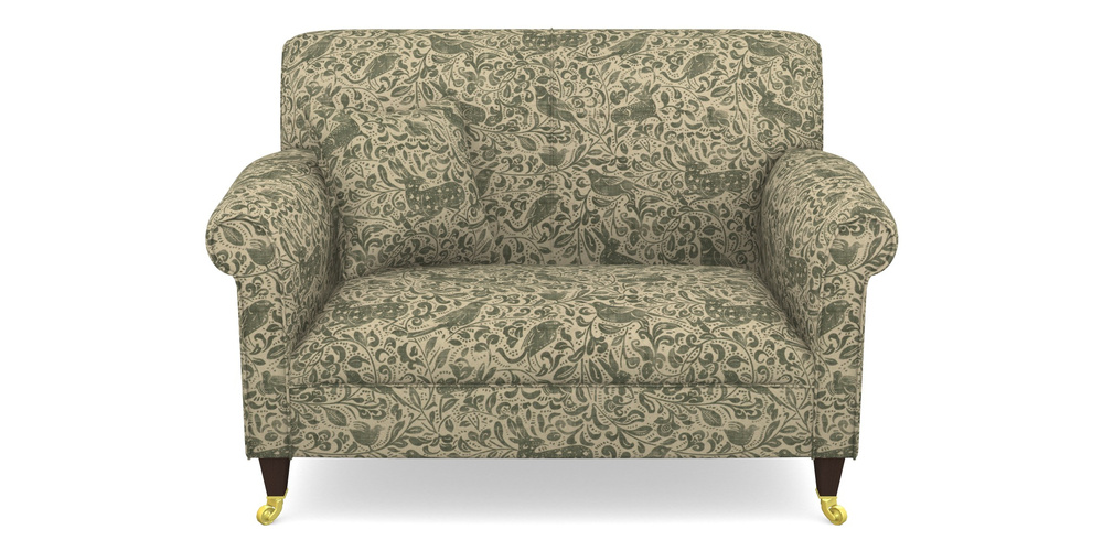Product photograph of Petworth Snuggler In V A Drawn From Nature - Bird And Rabbit - Dark Green from Sofas and Stuff Limited