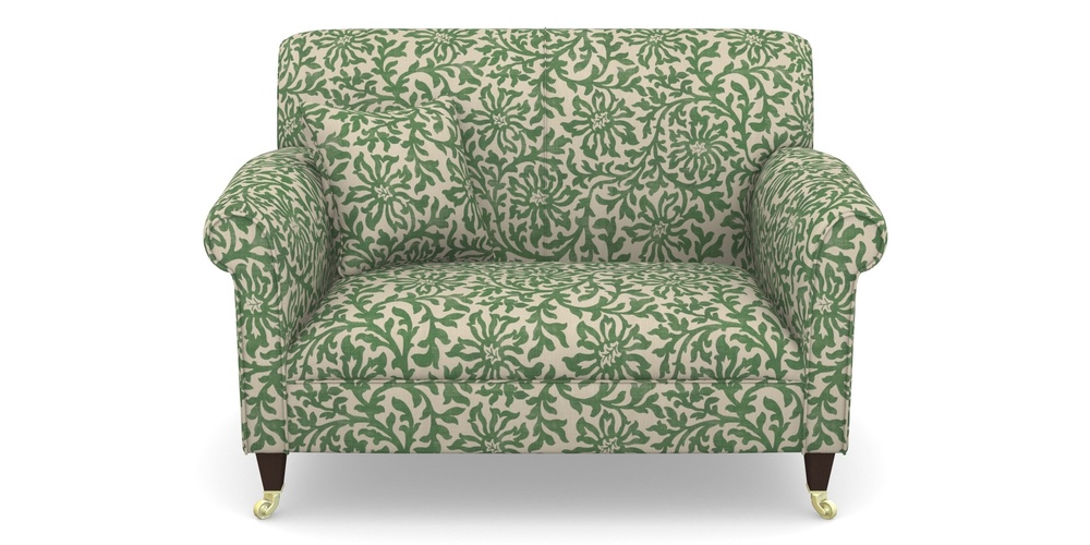 Product photograph of Petworth Snuggler In V A Brompton Collection - Floral Scroll - Basil from Sofas and Stuff Limited