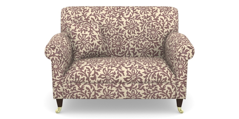 Product photograph of Petworth Snuggler In V A Brompton Collection - Floral Scroll - Cacao from Sofas and Stuff Limited