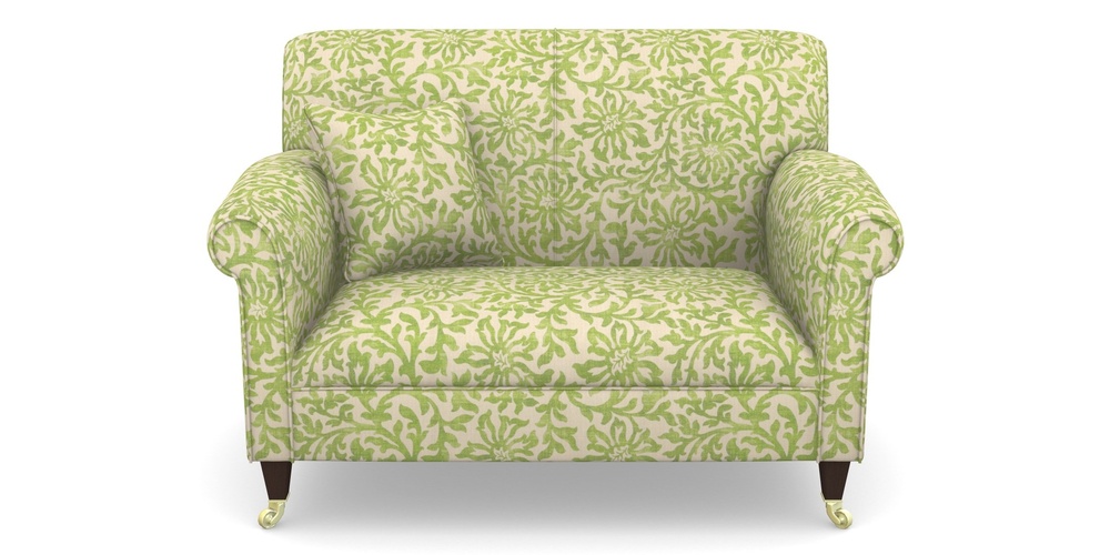 Product photograph of Petworth Snuggler In V A Brompton Collection - Floral Scroll - Lime from Sofas and Stuff Limited