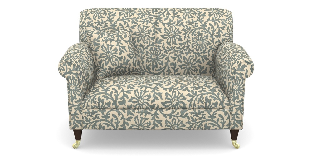 Product photograph of Petworth Snuggler In V A Brompton Collection - Floral Scroll - Pebble from Sofas and Stuff Limited