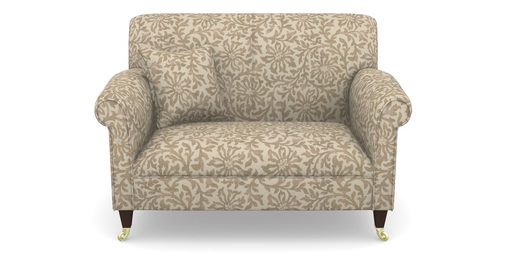 Product photograph of Petworth Snuggler In V A Brompton Collection - Floral Scroll - Assam Tea from Sofas and Stuff Limited