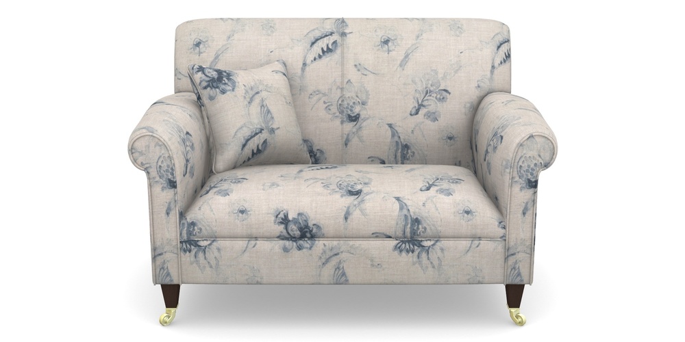 Product photograph of Petworth Snuggler In Floral Linen - Lela Mystery Indigo from Sofas and Stuff Limited