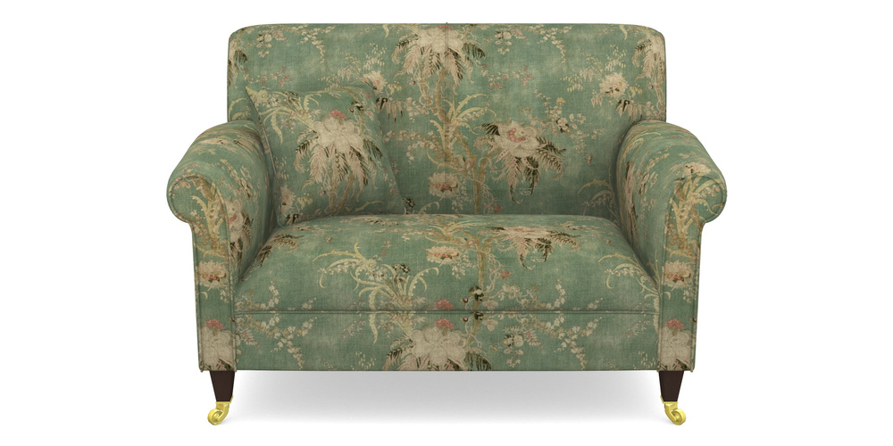 Product photograph of Petworth Snuggler In Floral Linen - Zefferino Emerald from Sofas and Stuff Limited