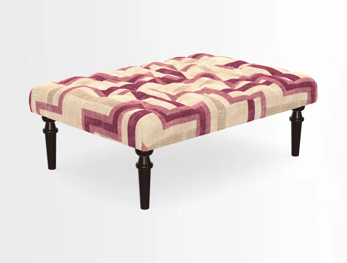 Pentlow Footstool in Mulberry Pompadour Floral Velvet Spice