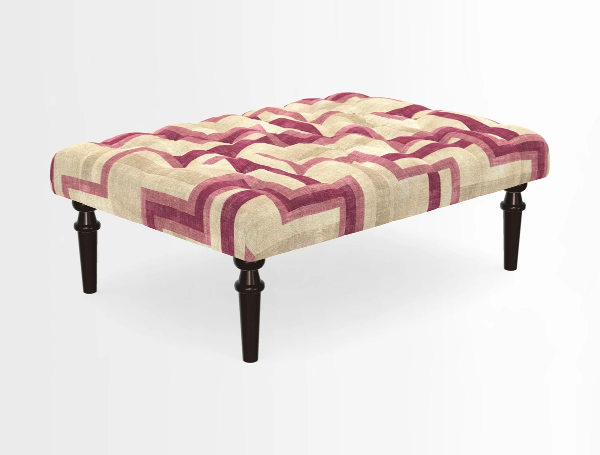 Pentlow Footstool in Mulberry Pompadour Floral Velvet Spice