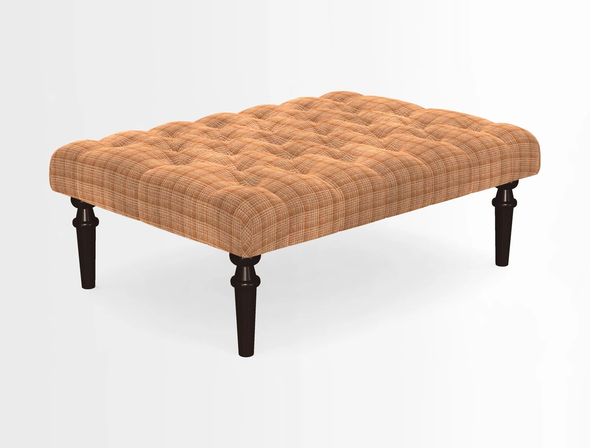 Pentlow Footstool in Mulberry Pompadour Floral Velvet Spice