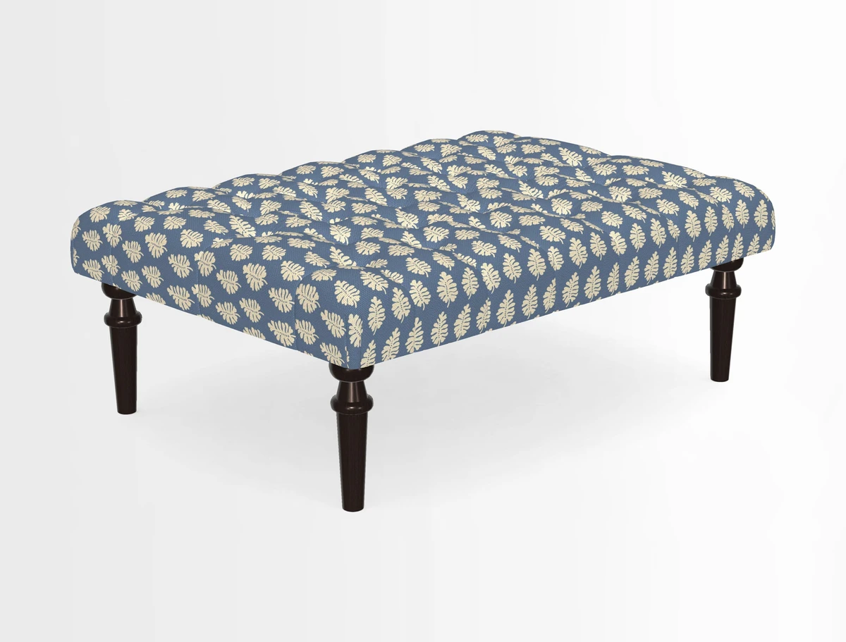 Pentlow Footstool in Mulberry Pompadour Floral Velvet Spice