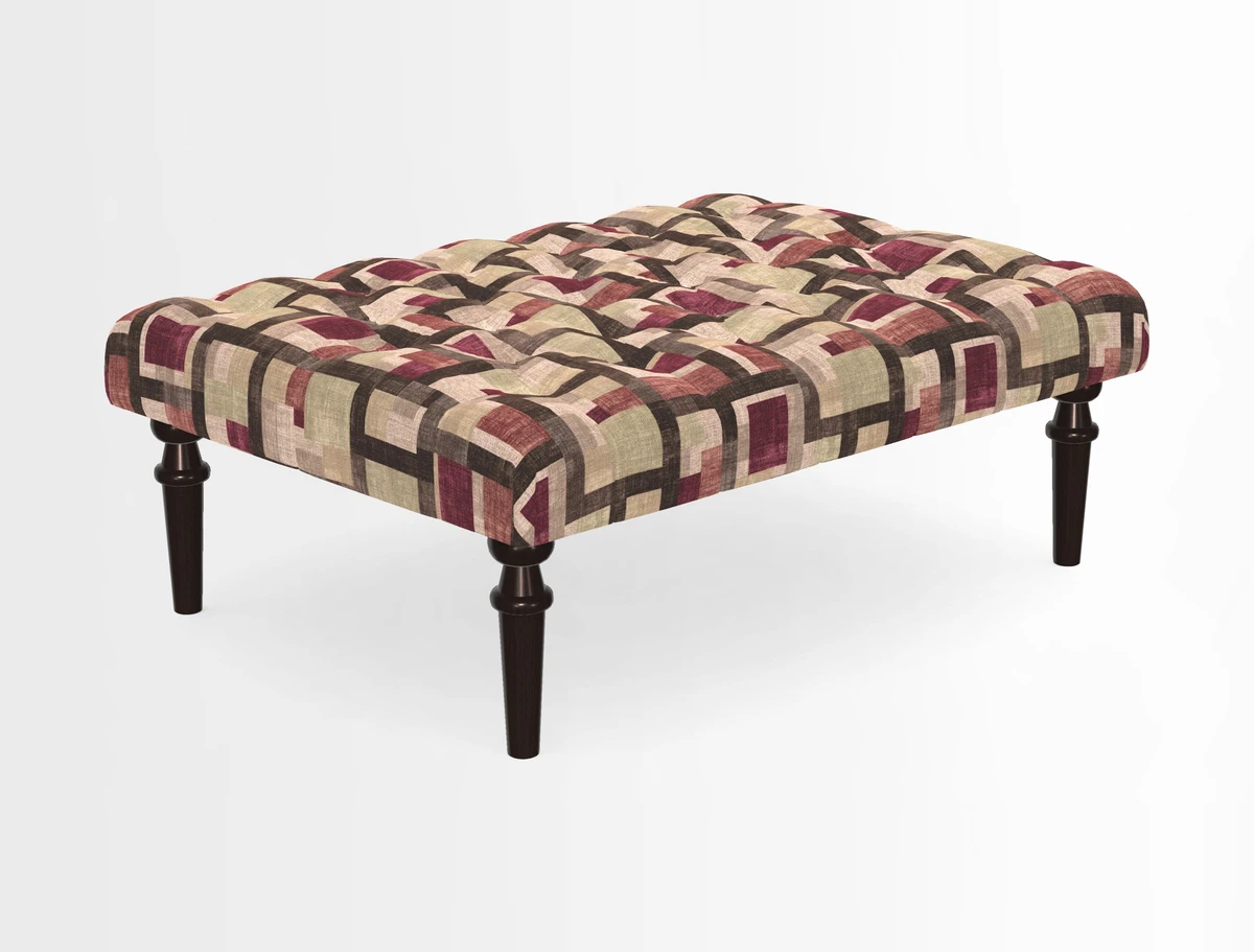 Pentlow Footstool in Mulberry Pompadour Floral Velvet Spice
