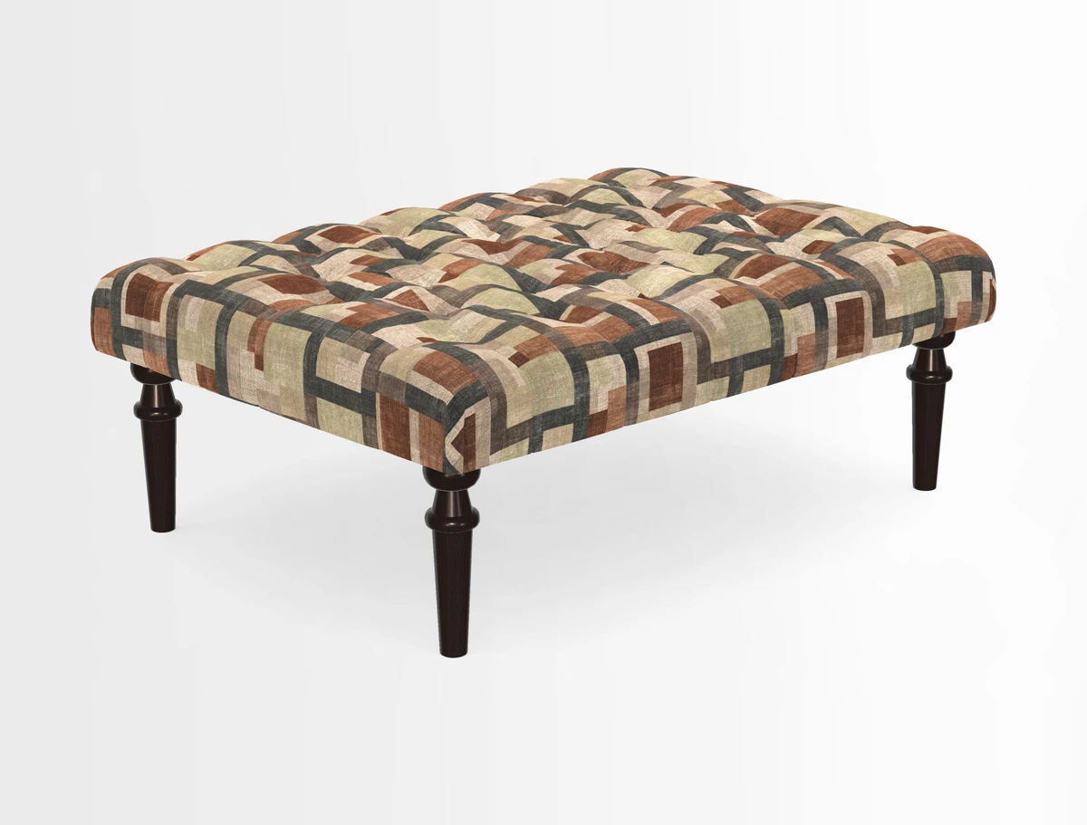Pentlow Footstool in Mulberry Pompadour Floral Velvet Spice