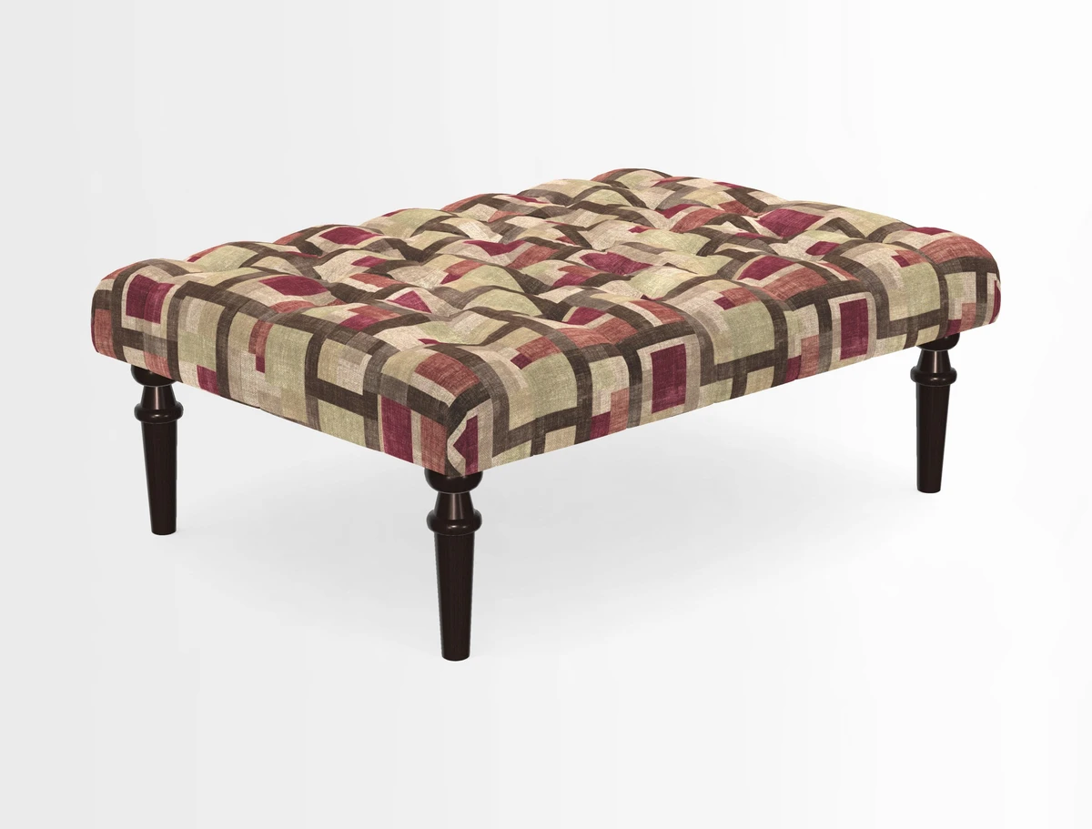 Pentlow Footstool in Mulberry Pompadour Floral Velvet Spice