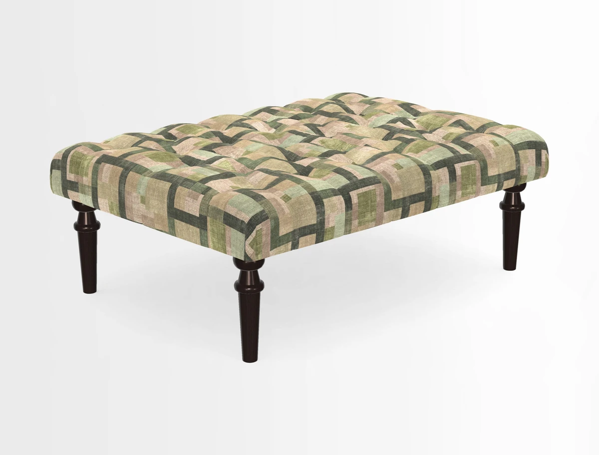 Pentlow Footstool in Mulberry Pompadour Floral Velvet Spice