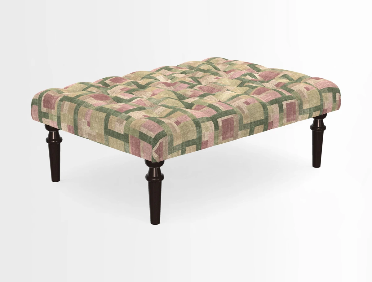 Pentlow Footstool in Mulberry Pompadour Floral Velvet Spice