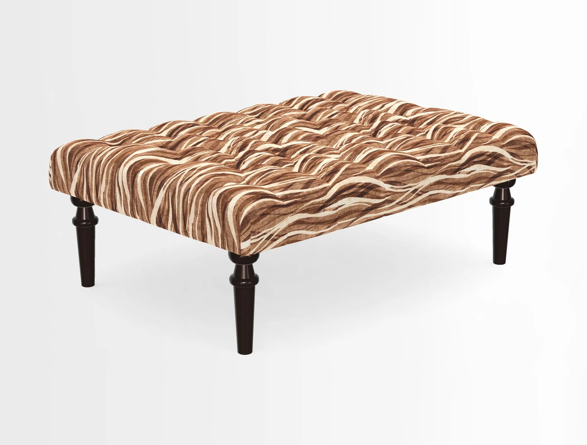 Pentlow Footstool in Mulberry Pompadour Floral Velvet Spice