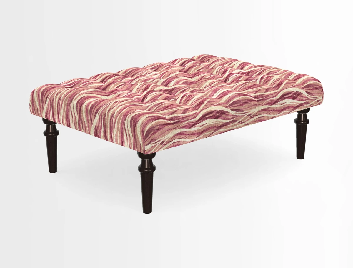 Pentlow Footstool in Mulberry Pompadour Floral Velvet Spice