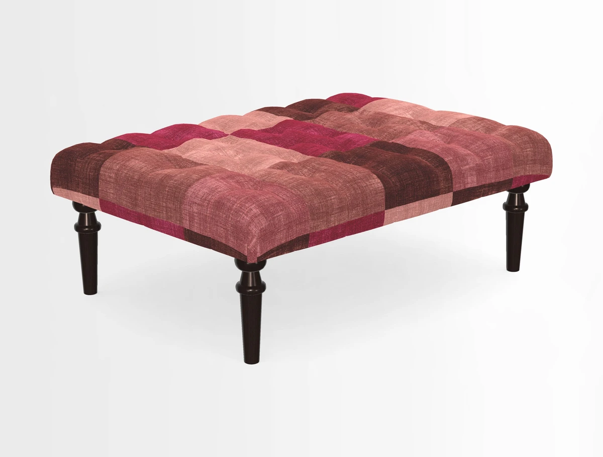 Pentlow Footstool in Mulberry Pompadour Floral Velvet Spice