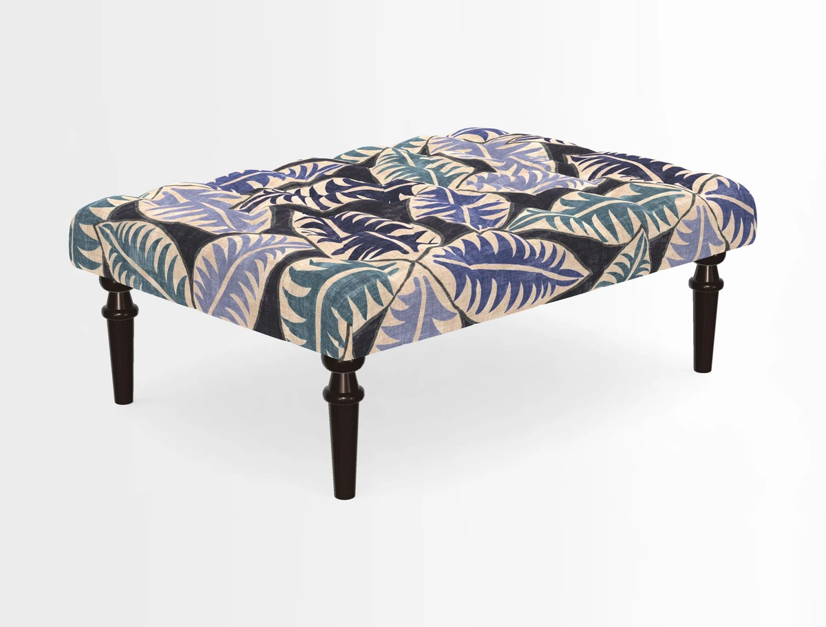 Pentlow Footstool in Mulberry Pompadour Floral Velvet Spice