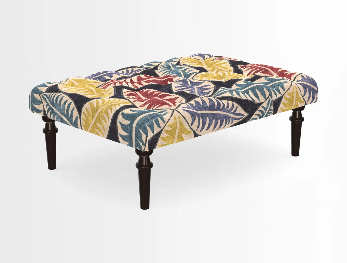Pentlow Footstool in Mulberry Pompadour Floral Velvet Spice