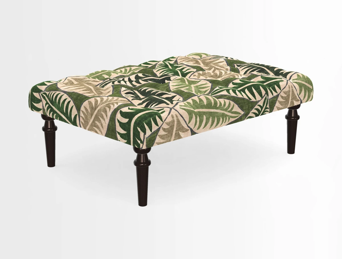 Pentlow Footstool in Mulberry Pompadour Floral Velvet Spice