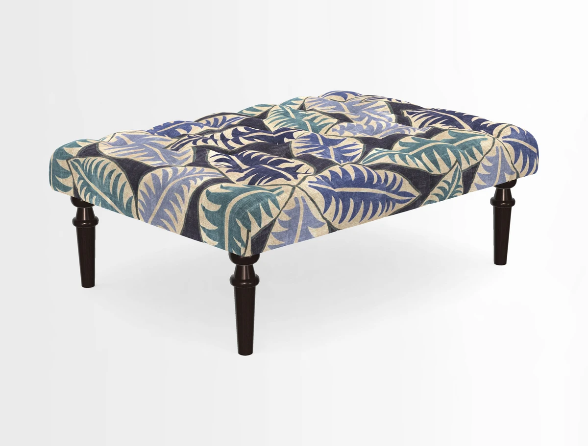 Pentlow Footstool in Mulberry Pompadour Floral Velvet Spice