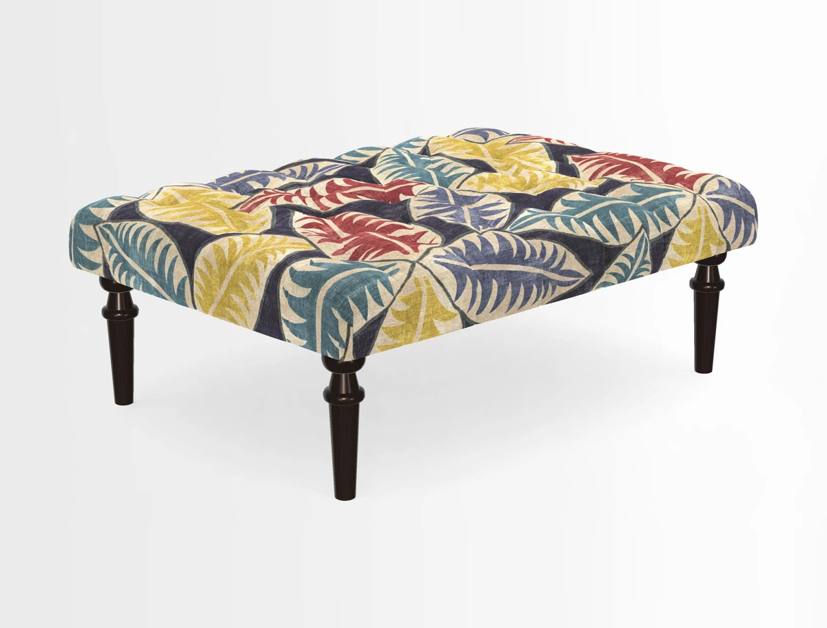 Pentlow Footstool in Mulberry Pompadour Floral Velvet Spice