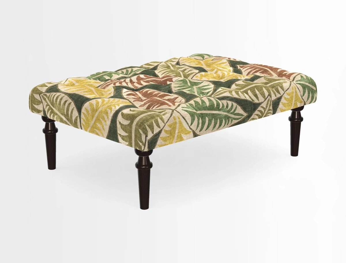 Pentlow Footstool in Mulberry Pompadour Floral Velvet Spice