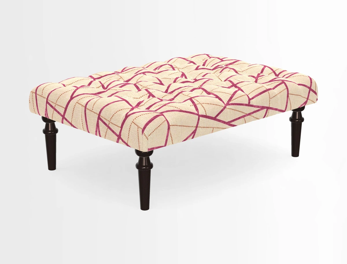 Pentlow Footstool in Mulberry Pompadour Floral Velvet Spice