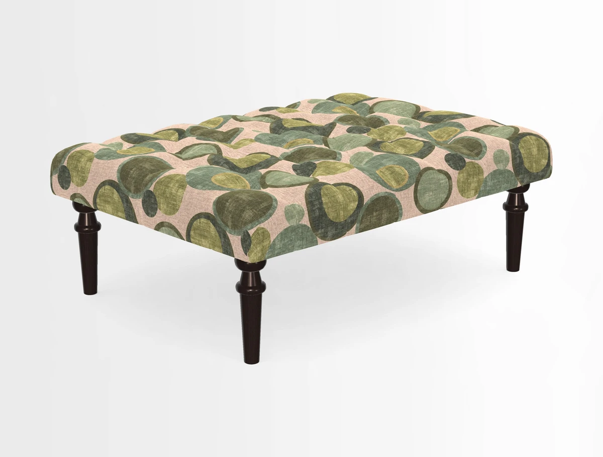 Pentlow Footstool in Mulberry Pompadour Floral Velvet Spice