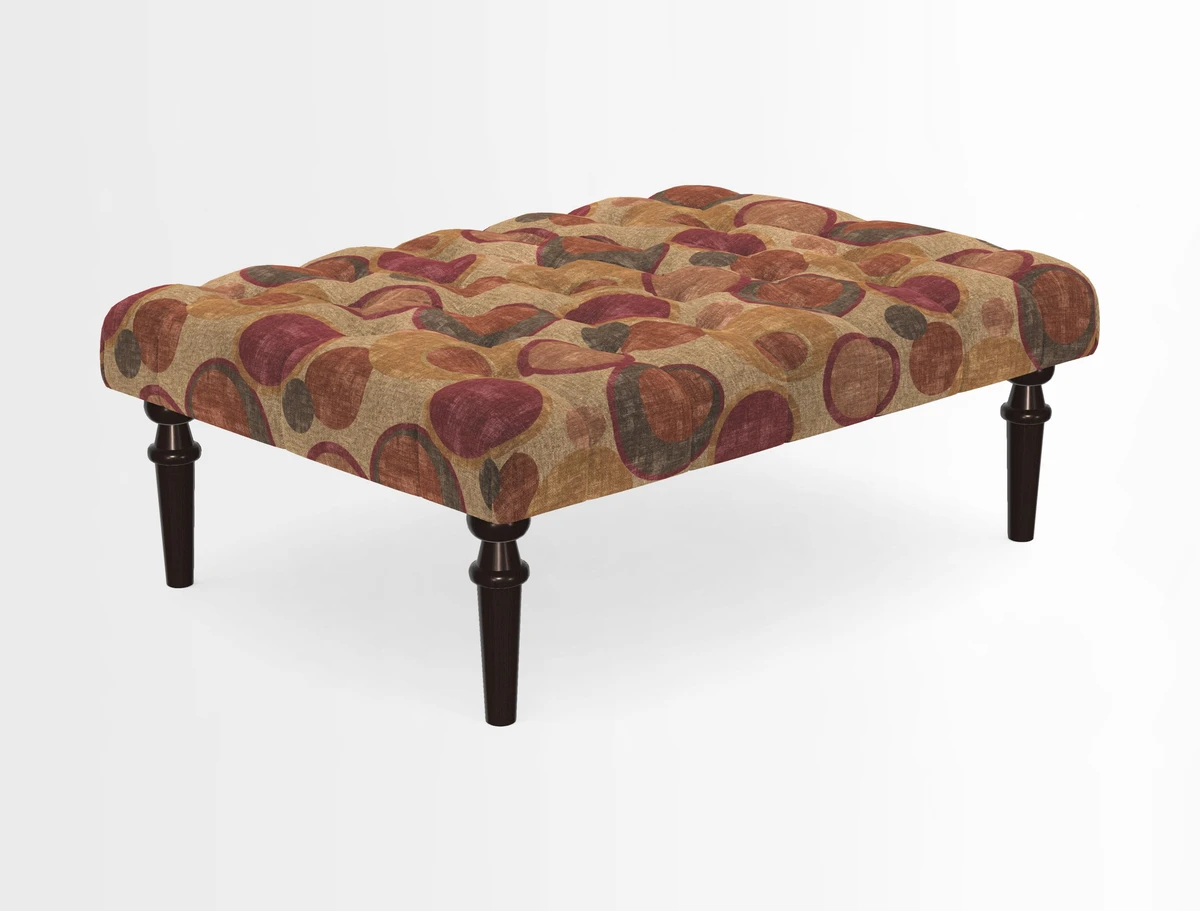 Pentlow Footstool in Mulberry Pompadour Floral Velvet Spice