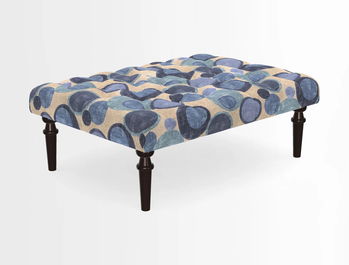 Pentlow Footstool in Mulberry Pompadour Floral Velvet Spice