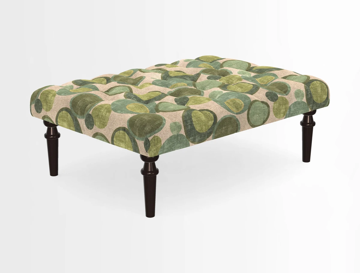 Pentlow Footstool in Mulberry Pompadour Floral Velvet Spice