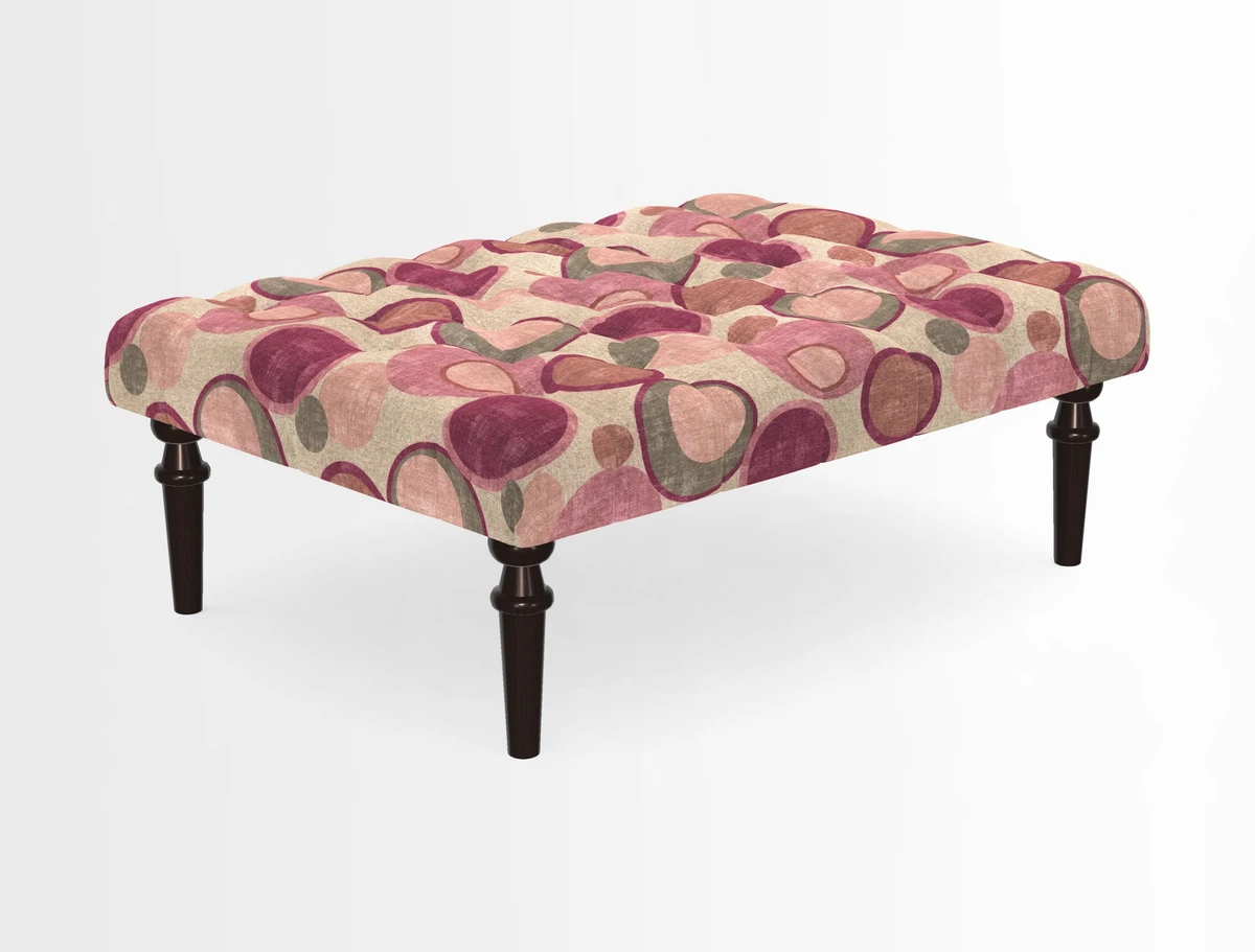 Pentlow Footstool in Mulberry Pompadour Floral Velvet Spice