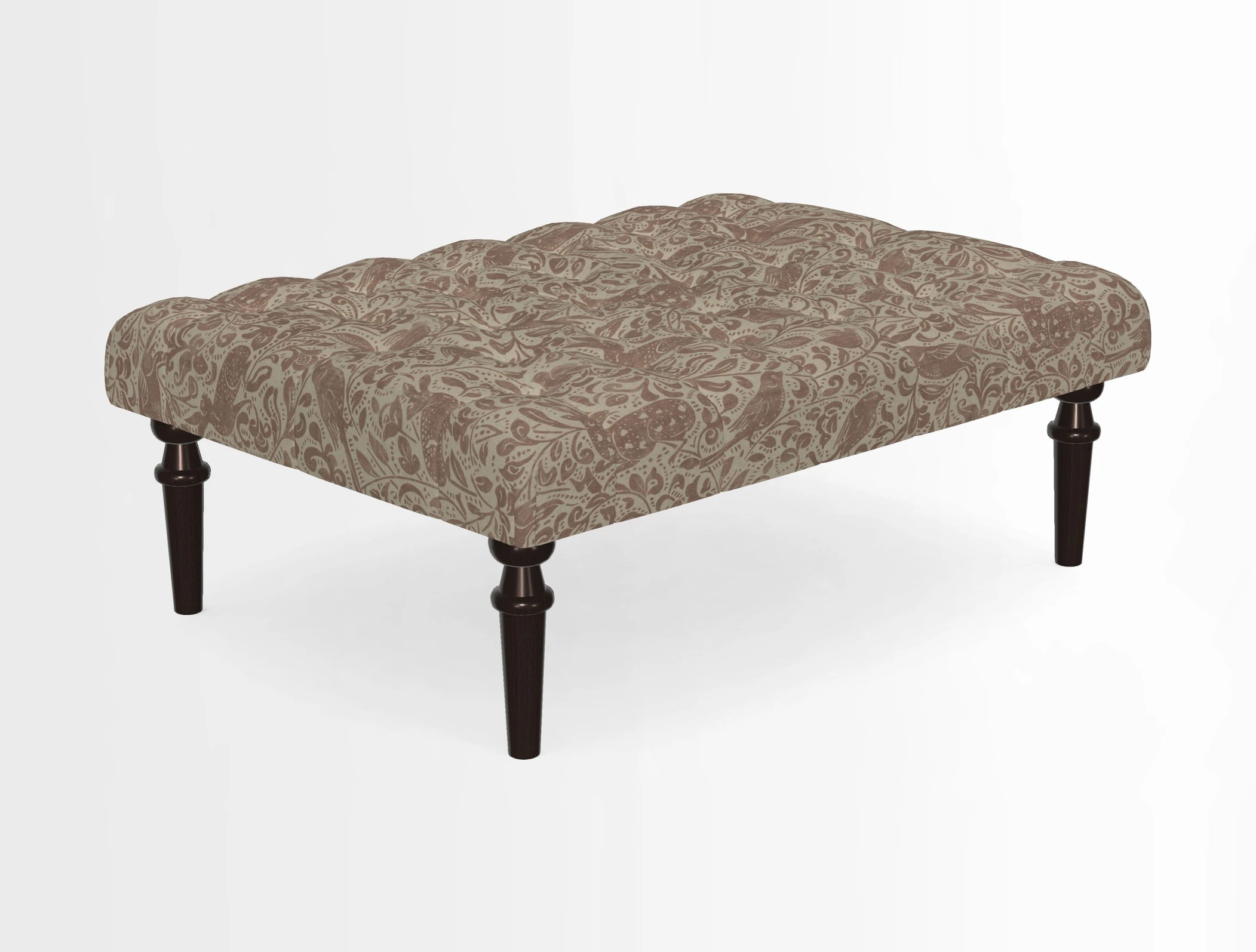 Pentlow Footstool in Mulberry Pompadour Floral Velvet Spice