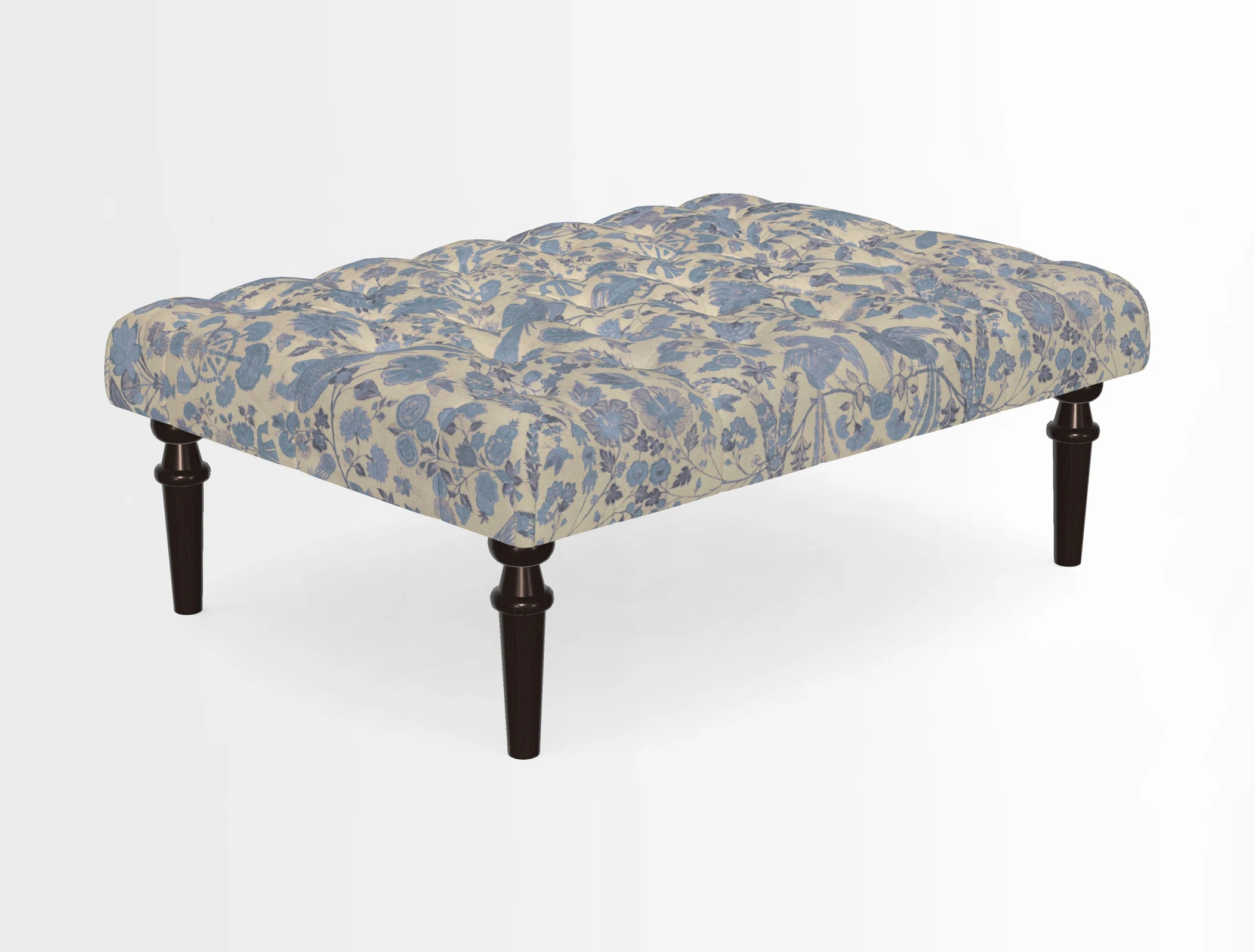 Pentlow Footstool in Mulberry Pompadour Floral Velvet Spice