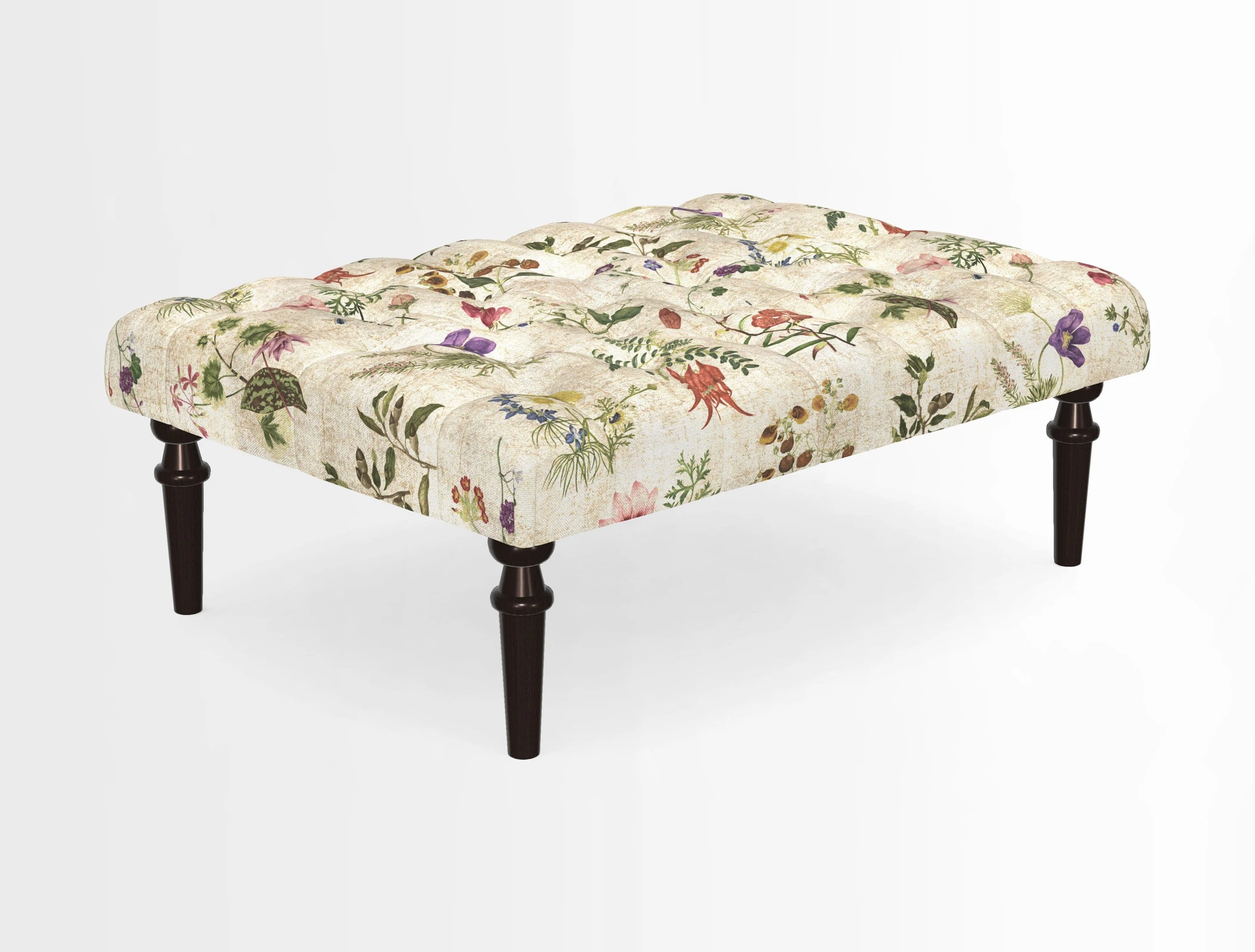 Pentlow Footstool in Mulberry Pompadour Floral Velvet Spice