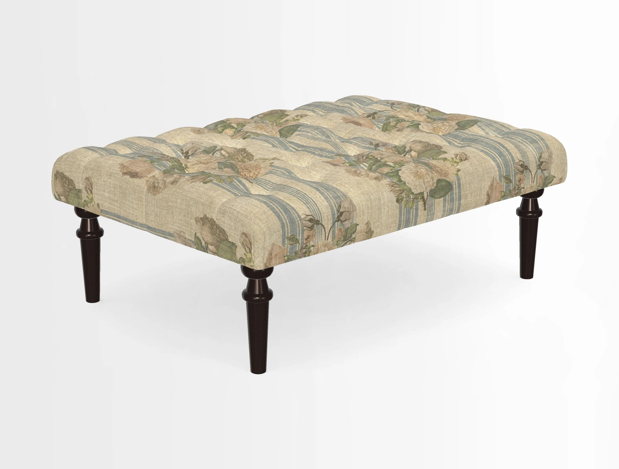 Pentlow Footstool in Mulberry Pompadour Floral Velvet Spice